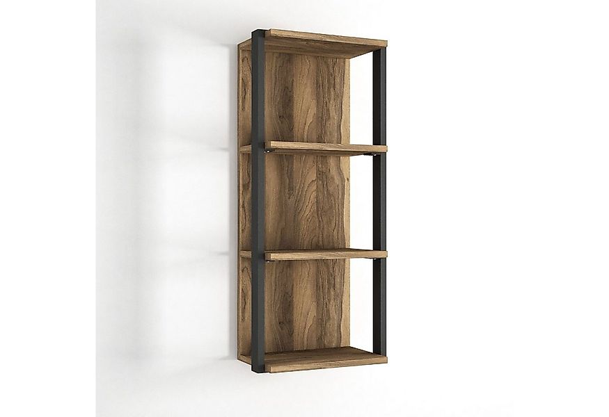 moebel17 Wandregal Wandregal Lost mit Metallrahmen Walnuss, Platzsparend un günstig online kaufen