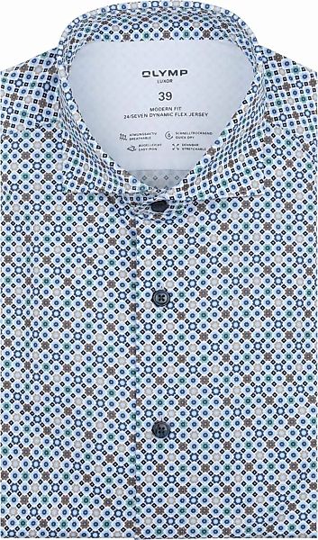 OLYMP Luxor Hemd Stretch Druck Blau - Größe 44 günstig online kaufen