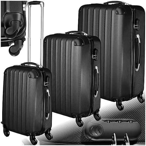 tectake Trolley Hartschalenkoffer-Set, 4 Rollen, 3-teilig, günstig online kaufen