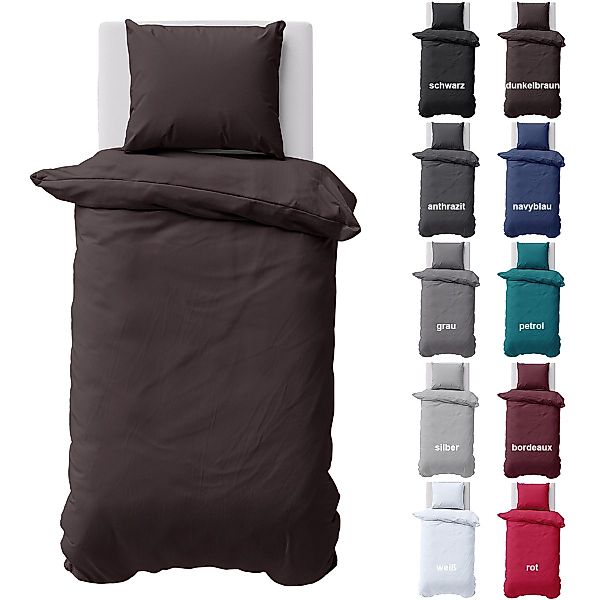 Visaggio Bettwäsche Baumwolle Uni Bettbezug Set günstig online kaufen