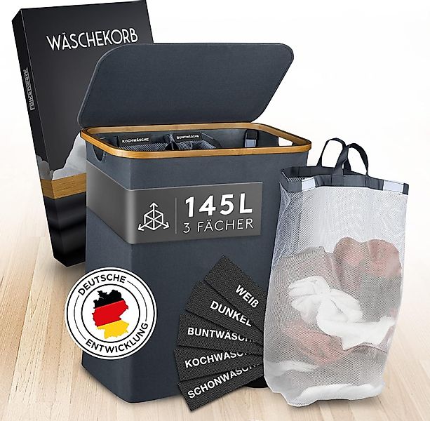 Falkenwerk Wäschekorb 3 Fächer Wäschesammler mit günstig online kaufen