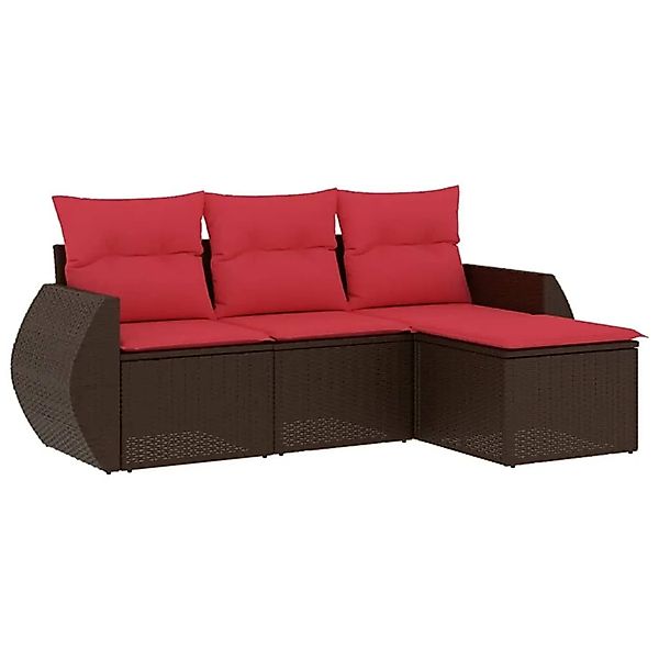 vidaXL 4-Tlg Gartensofa-Set mit Kissen Braun Polyrattan 3221273 günstig online kaufen