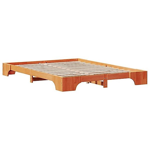 vidaXL Bett Bettrahmen Gewachstes Braun Massivholz Kiefer 140 x 200 cm (1-t günstig online kaufen