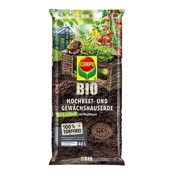 Compo Bio Hochbeet- und Gewächshauserde Torffrei 2.040 l (51x 40 l) 1 Palet günstig online kaufen