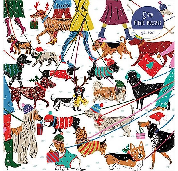 Chronicle Books Puzzle Süße Hunde im Winter, Puzzleteile günstig online kaufen