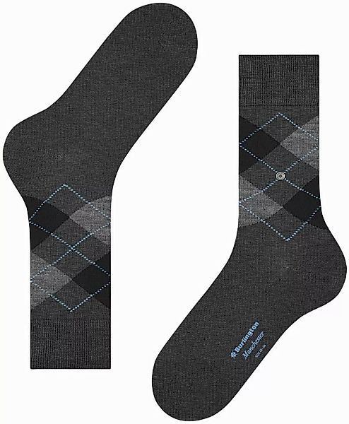 Burlington Manchester Socken Kariert Anthrazit 3095 - Größe 40-46 günstig online kaufen