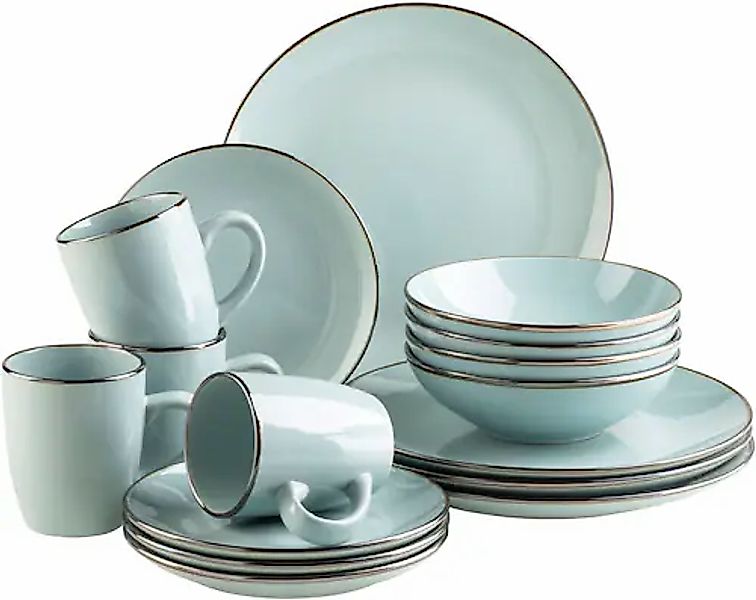 MÄSER Kombiservice »METALLIC RIM, Geschirr-Set, Steinzeug« günstig online kaufen