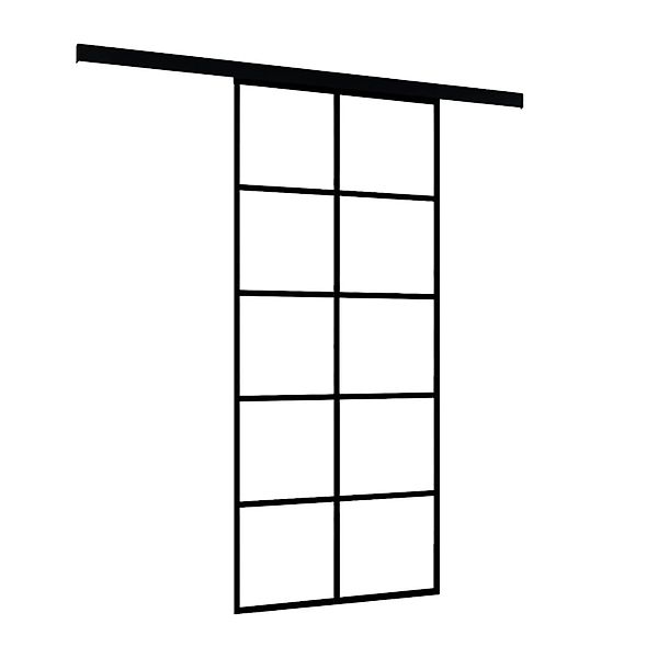inova Glasschiebetür Klar 10 Felder 880 x 2035 mm Komplettset in Schwarz mi günstig online kaufen