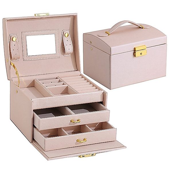 FOUORTUNATE-BEE Schmuckkasten Schmuckkasten mit Schloss, Leder-Schmuckbox günstig online kaufen