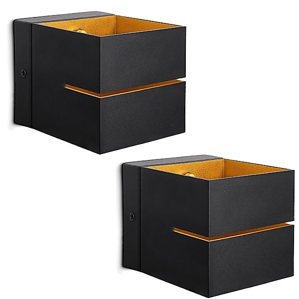 SSC-LUXon KOURA 2er Set Wandleuchte Schwarz Gold Up Down Lichtschlitz G9 In günstig online kaufen