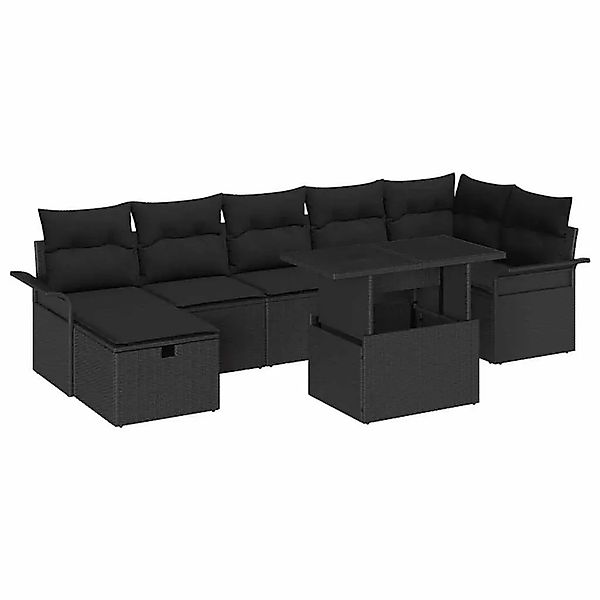 vidaXL Garten-Sofa-Set mit Kissen 8-Tlg Schwarz Poly Rattan 3359690 günstig online kaufen