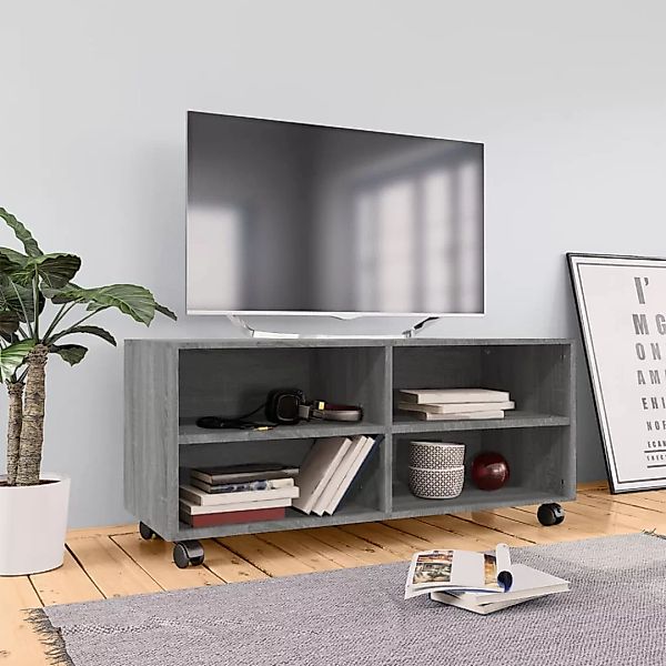 Vidaxl Tv-schrank Mit Rollen Grau Sonoma 90x35x35 Cm Holzwerkstoff günstig online kaufen