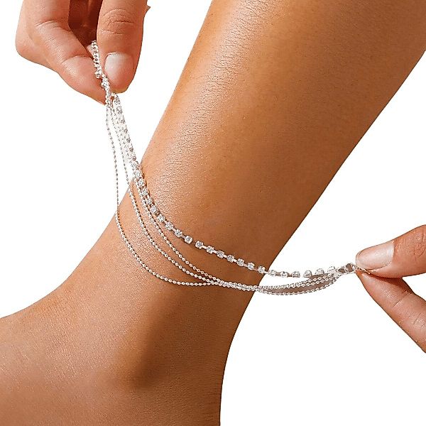 YRIIOMO Fußkette Schmuck, schlichte Damen-Sommerstrand-Fußkette, mehrlagig günstig online kaufen
