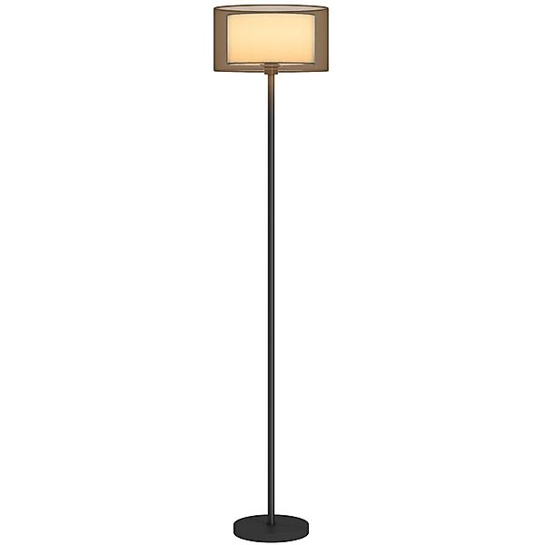 HOMCOM Stehlampe Metall Stoff 33L x 33B x 152,5H cm Schwarz Weiß günstig online kaufen
