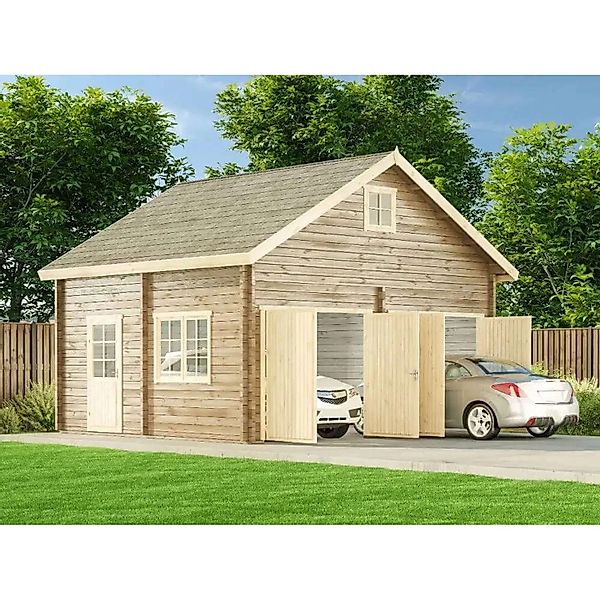 Alpholz Doppelgarage Bora-70 ISO Naturbelassen B 595 cm x T 565 cm günstig online kaufen
