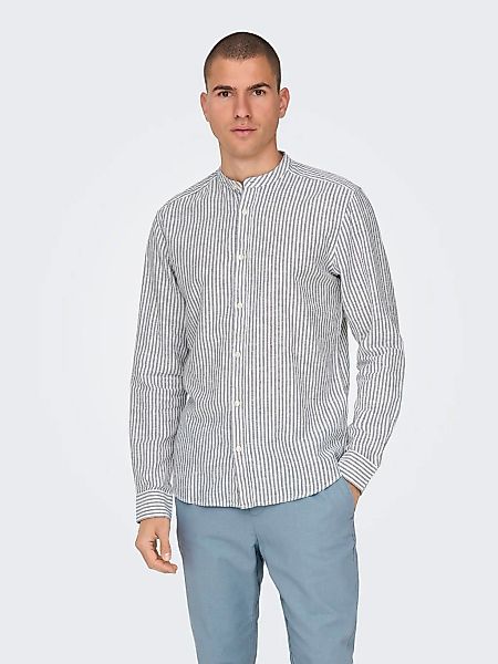 ONLY & SONS Langarmhemd "ONSCAIDEN LS MAO STRIPE LINEN SHIRT NOOS" günstig online kaufen