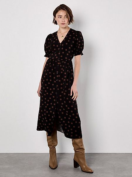 Apricot Midikleid Punktekleid mit durchgehender Knopfleiste günstig online kaufen