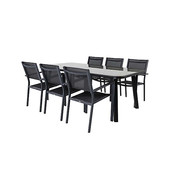 ebuy24 Paola Gartenset Tisch 100x200cm Schwarz 6 Stühle Copacabana Schwarz günstig online kaufen