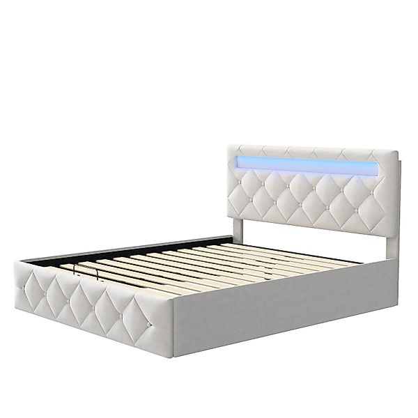 PXloue Schubladenbett 160x200cm mit Verstellbares Kopfteil und Stauraum günstig online kaufen