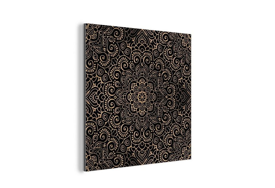 MuchoWow Metallbild Goldenes Muster auf schwarzem Hintergrund, Inkl. Aufhän günstig online kaufen