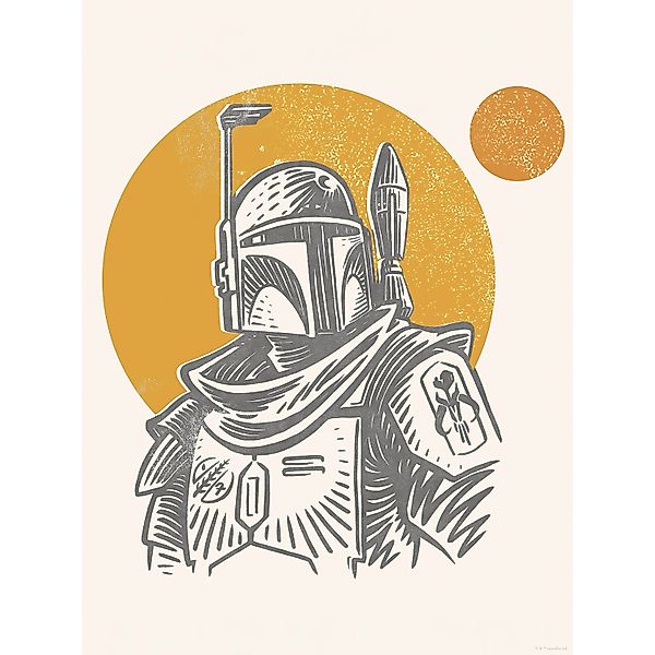 Komar Wandbild Star Wars Boba Fett Illustration Iconic 30 cm x 40 cm Beige günstig online kaufen