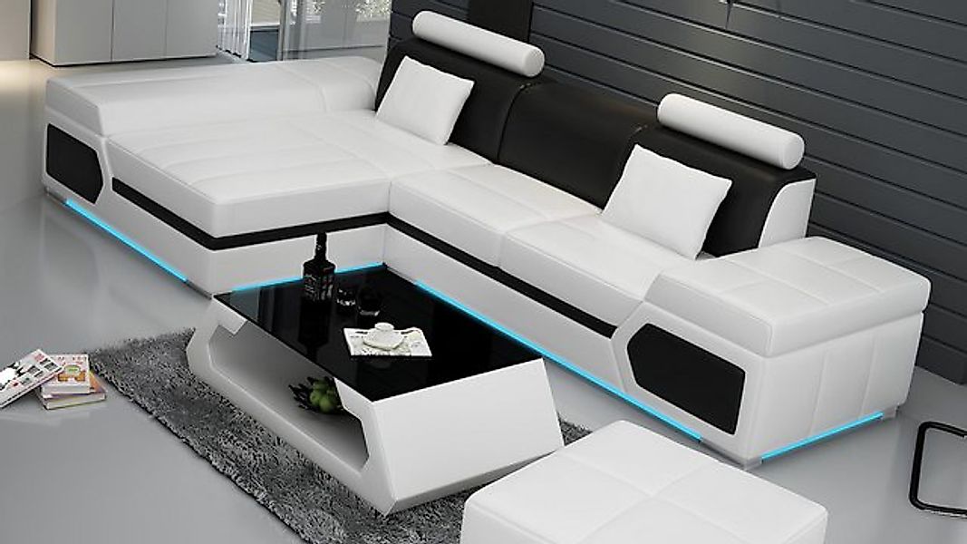 JVmoebel Ecksofa Ledersofa Sofa USB Wohnlandschaft Ecksofa Garnitur Couch D günstig online kaufen