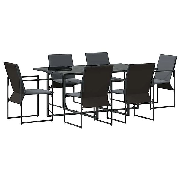 vidaXL Garten Essgruppe 7-Tlg Schwarz Stahl 3335859 günstig online kaufen