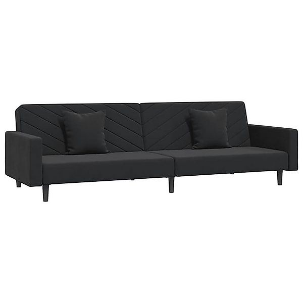 vidaXL Schlafsofa, Sofa 2-Sitzer mit 2 Kissen Schwarz Samt günstig online kaufen