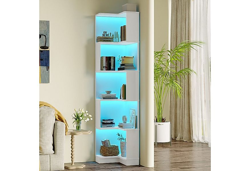 TavilaEcon Eckregal L-förmiges Bücherregal mit LED-Farbwechsel-Lichtleiste, günstig online kaufen