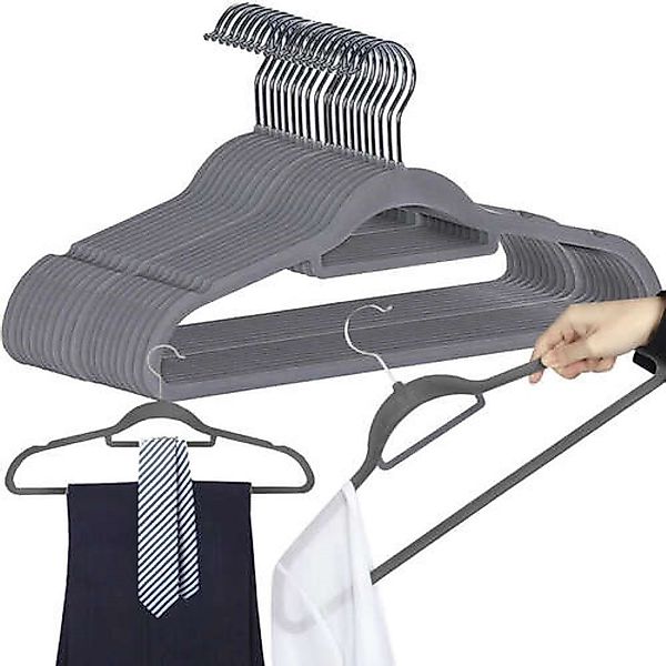 Ruhhy Kleiderbügel Rutschfester Kleiderbügel Samtoptik Platzsparend günstig online kaufen