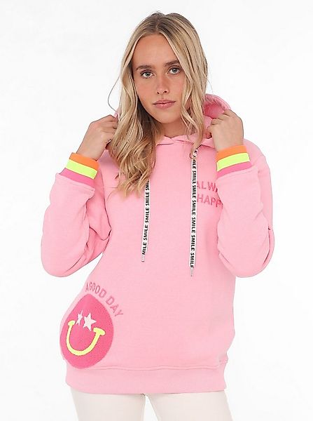 Zwillingsherz Hoodie Always Happy Smiley aus Frottee, Neon-Details, Kapuze, günstig online kaufen