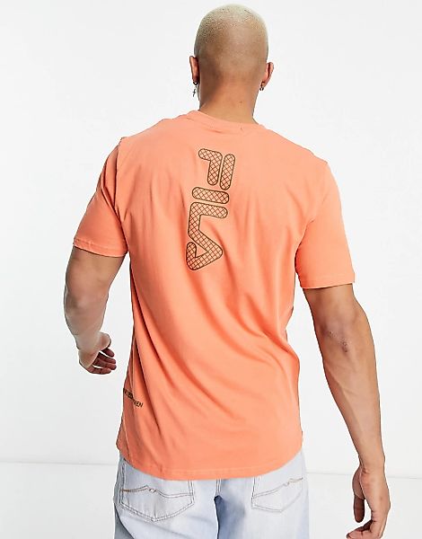 Fila – Deckhand – T-Shirt in Orange mit Logo und Rückenprint günstig online kaufen