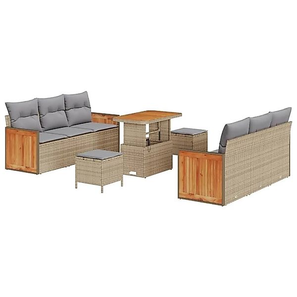 vidaXL Gartensofa-Set mit Kissen 11 Stk Beige und Hellgrau Poly-Rattan 3365 günstig online kaufen