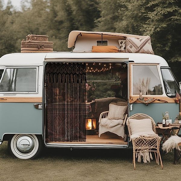 Cozyor Vorhang Makramee 132 x 200 cm mit Vorhangstange 70-120 cm, Boho Gard günstig online kaufen