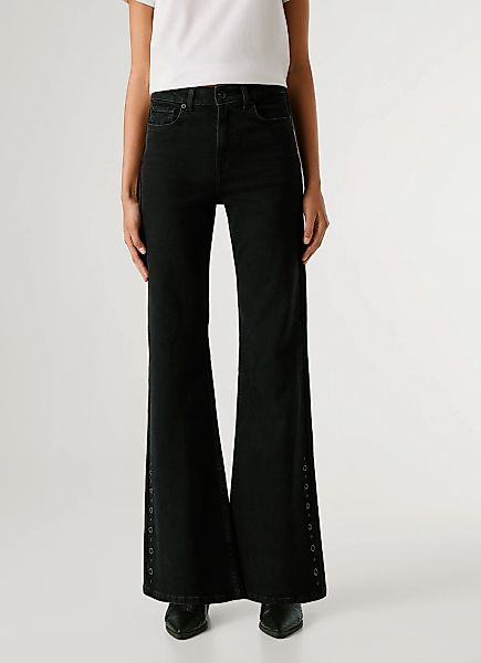 Pepe Jeans High-waist-Jeans "WILLA BLK" Flare Leg, mit dekorativen Nieten günstig online kaufen
