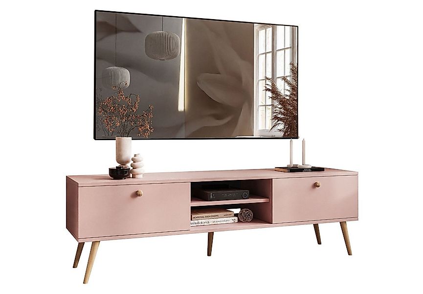 Lookway Lowboard HARMONY 170cm mit Schubladen und Holzfüße Fernsehtisch günstig online kaufen