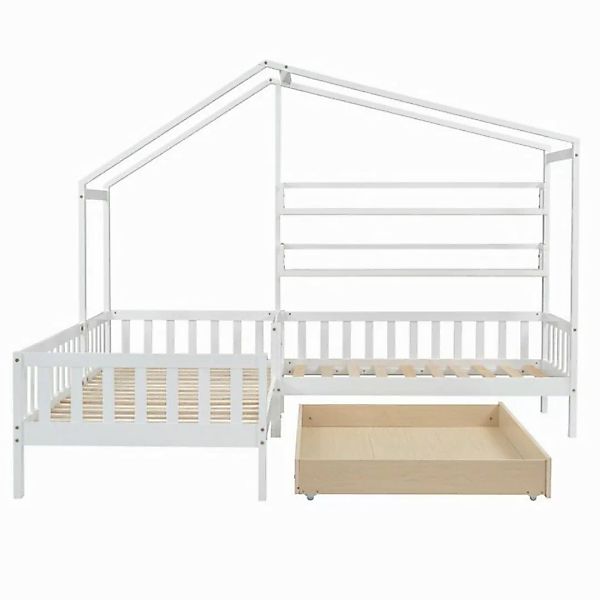 Sweiko Kinderbett (Kombinationsbett), Hausbett mit Schubladen, Regalen und günstig online kaufen