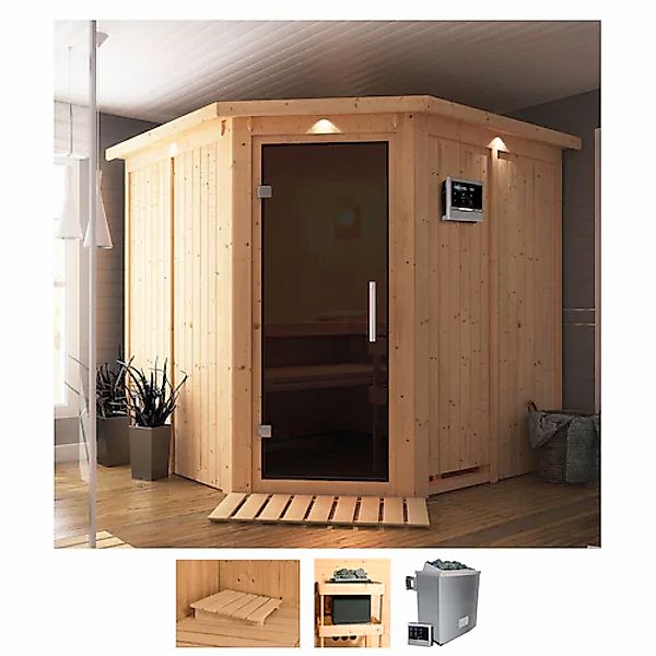 Karibu Sauna »Jarin« Set, 9-kW-Ofen mit externer Steuerung günstig online kaufen