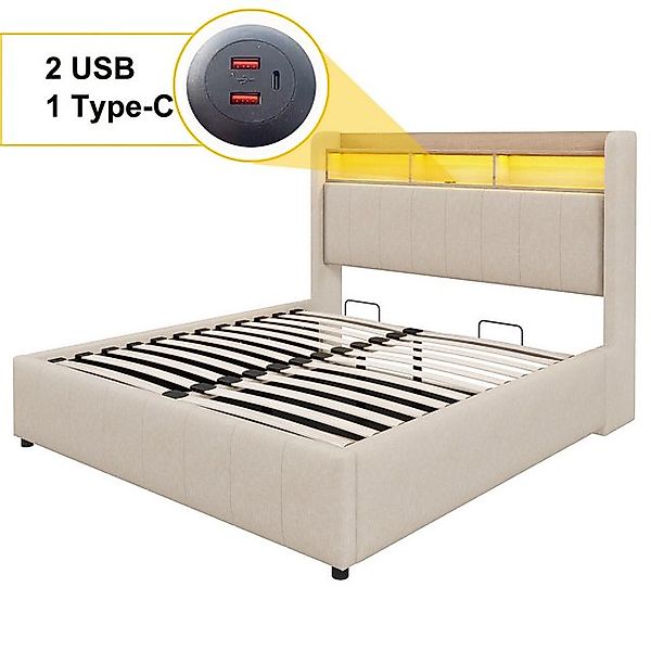 STILVORA Polsterbett 140×200 Funktionsbett mit matratze,Stauraumbett mit LE günstig online kaufen