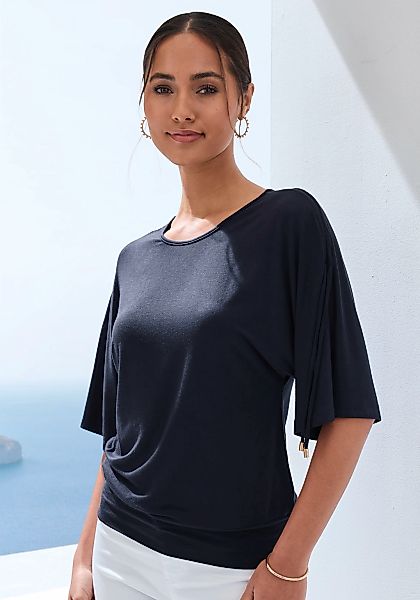 LASCANA Rundhalsshirt "mit variabler Ärmellänge", aus weichem Viskose-Stret günstig online kaufen