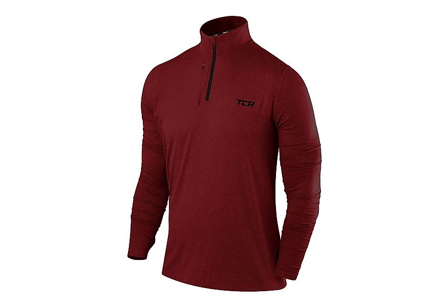 TCA Trainingsshirt TCA Herren Laufshirt mit Reißverschluss - Rot/Schwarz, L günstig online kaufen