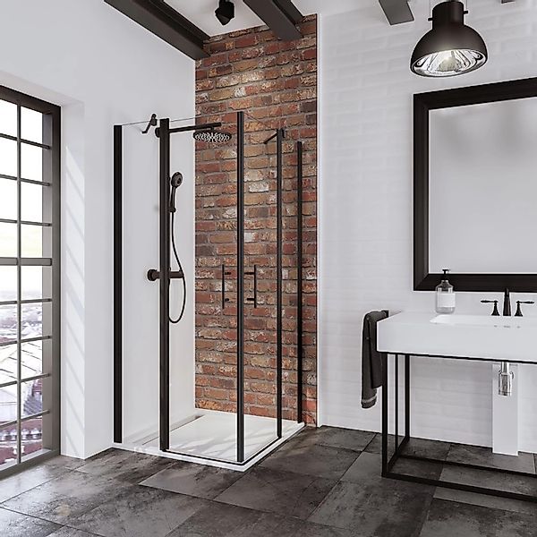 Schulte Alexa Style 2.0 Eckeinstieg 4-teilig 192 x 90 x 90 cm Mattschwarz günstig online kaufen