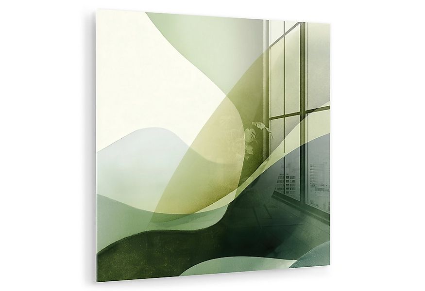 MuchoWow Acrylglasbild Wellen - Abstrakt - Hellgrün - Ornamental, Inkl. Auf günstig online kaufen