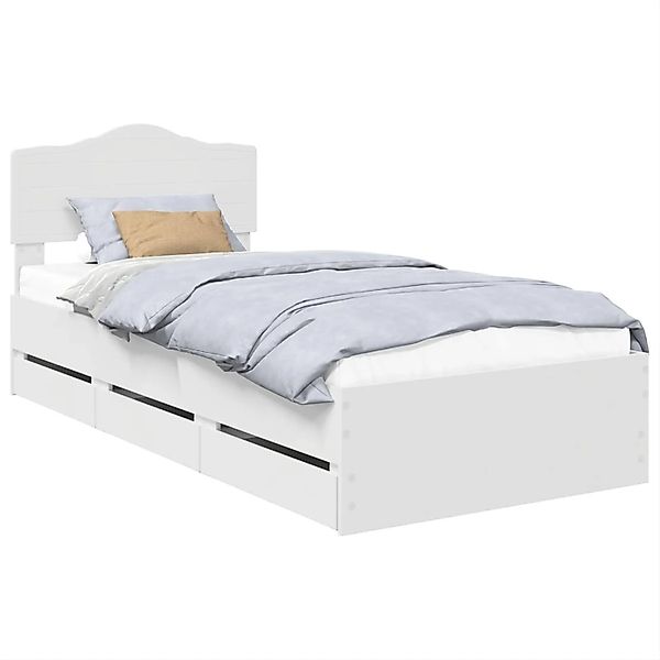 vidaXL Bettrahmen mit Schubladen Weiß 90 x 190 cm Ingenieurs Holz 3413040 günstig online kaufen