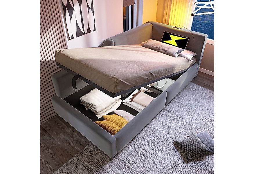 Merax Daybett mit hydraulischem Stauraum (Hydraulisches Schlafsofa Kinderbe günstig online kaufen