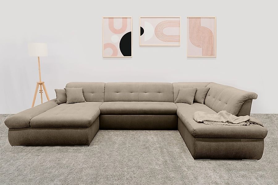 DOMO collection Wohnlandschaft "Moric U-Form, auch in Cord, Breite 353cm, v günstig online kaufen