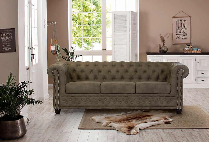 Home affaire Chesterfield-Sofa "Rysum", Chesterfield-Optik, in 2 Bezugsqual günstig online kaufen