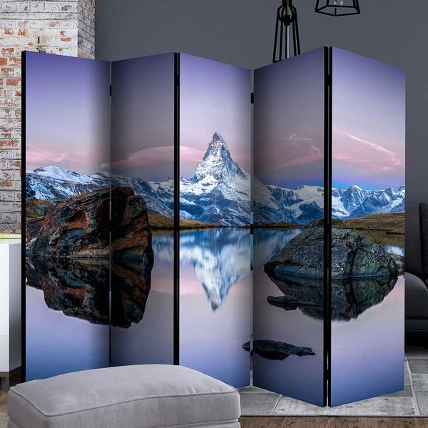 Umkleide Paravent mit Berglandschaft Motiv Landhausstil günstig online kaufen