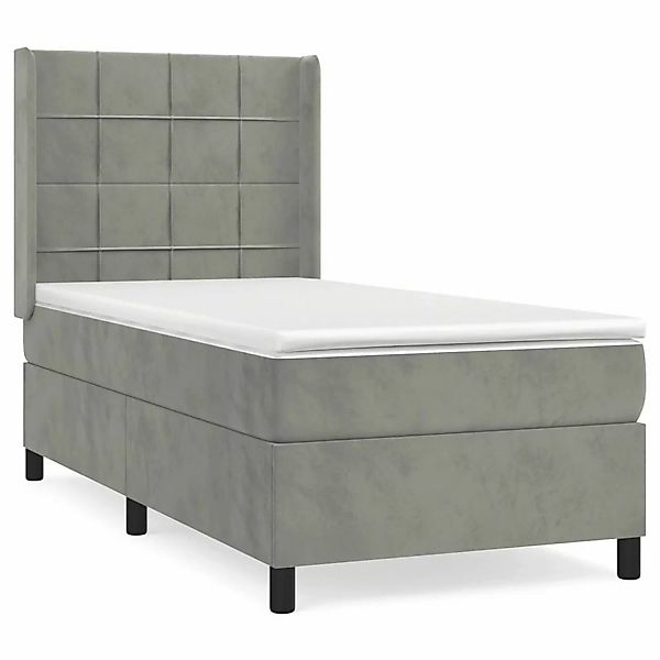 vidaXL Boxspringbett mit Matratze Hellgrau 80x200 cm Samt1357684 günstig online kaufen