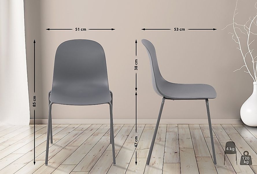 CLP Esszimmerstuhl Hardin (2er Set), stapelbar, günstig online kaufen